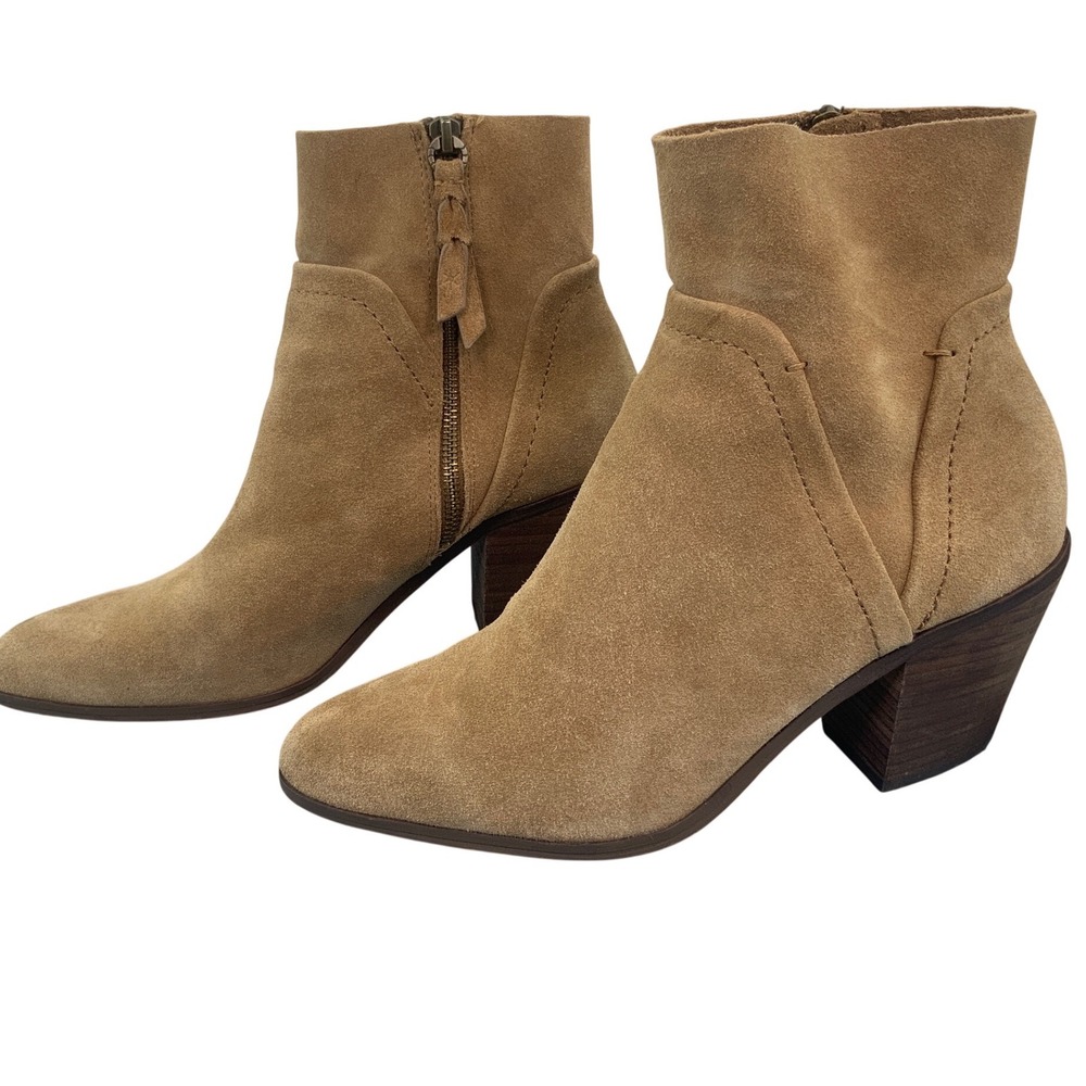 Splendid Womens Tan Suede Western Ankle Boots Pointed Toe Tassel Zip Size 10 - Picture 2 of 6